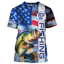 Load image into Gallery viewer, American flag Largemouth Bass fishing Long Sleeve Fishing Shirts custom Patriotic Bass fishing jerseys NQS7704