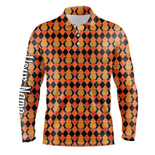 Load image into Gallery viewer, Halloween Pumpkin Seamless Orange pattern custom Mens golf polo shirts, golf attire for men NQS8140