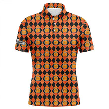 Load image into Gallery viewer, Halloween Pumpkin Seamless Orange pattern custom Mens golf polo shirts, golf attire for men NQS8140