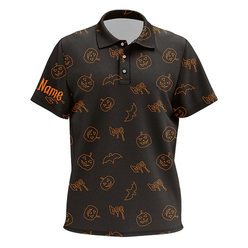 Halloween pumpkin pattern custom Kid golf polo shirts, Halloween golf gifts for kid NQS8141