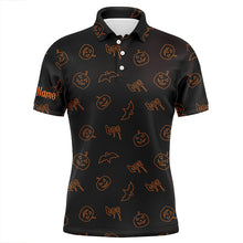 Load image into Gallery viewer, Halloween pumpkin pattern custom Mens golf polo shirts, Halloween golf gifts for men NQS8141