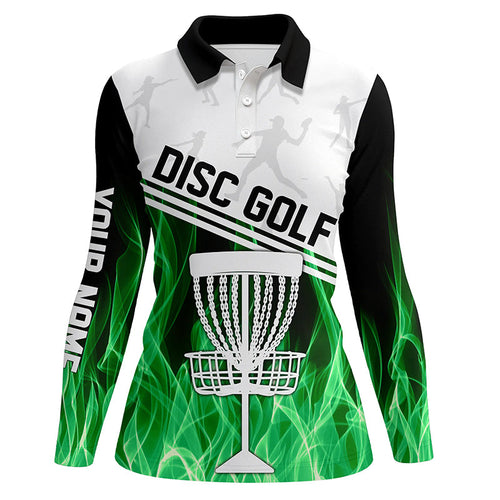 Green Flame Women disc golf polo shirts custom disc golf jerseys disc golf shirt NQS8370