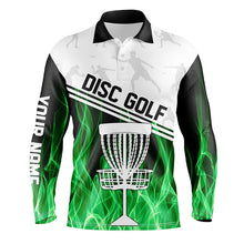 Load image into Gallery viewer, Green Flame Men disc golf polo shirts custom disc golf jerseys disc golf shirt NQS8370