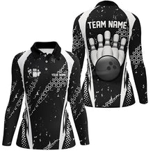 Load image into Gallery viewer, Black and White Grunge Retro Bowling Shirts For Women Custom Team Bowling League Jerseys NQS8371
