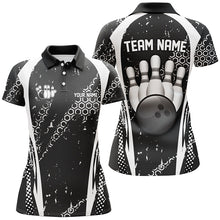 Load image into Gallery viewer, Black and White Grunge Retro Bowling Shirts For Women Custom Team Bowling League Jerseys NQS8371