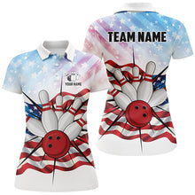 Load image into Gallery viewer, Personalized American Flag Bowling Team Shirts For Women, Patriotic Bowling Gifts NQS8822