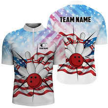 Load image into Gallery viewer, Personalized American Flag Bowling Team Shirts For Men, Patriotic Bowling Gifts NQS8822
