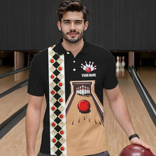 Load image into Gallery viewer, Personalized Red, white and black Retro bowling Polo, Quarter Zip shirt for Men, Bowling Team Jersey NQS9460