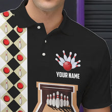 Load image into Gallery viewer, Personalized Red, white and black Retro bowling Polo, Quarter Zip shirt for Men, Bowling Team Jersey NQS9460