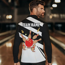Load image into Gallery viewer, Personalized Red, white and black Retro bowling Polo, Quarter Zip shirt for Men, Bowling Team Jersey NQS9460