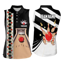 Load image into Gallery viewer, Personalized Red, white and black Retro bowling Sleeveless Polo shirts for Women, Bowling Team Jerseys NQS9460