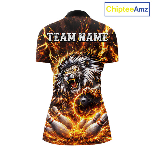 Gold Lightning Thunder Angry Lion Bowling Shirts for Women Custom Lion Bowling Team jersey NQS11681