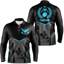 Load image into Gallery viewer, Black Bowling Jersey For Men Custom Retro Bowling Shirts For Team Bowlers | Blue NQS7551