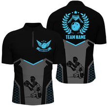 Load image into Gallery viewer, Black Bowling Jersey For Men Custom Retro Bowling Shirts For Team Bowlers | Blue NQS7551