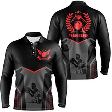 Load image into Gallery viewer, Black Bowling Jersey For Men Custom Retro Bowling Shirts For Team Bowlers | Red NQS7552
