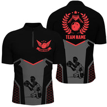 Load image into Gallery viewer, Black Bowling Jersey For Men Custom Retro Bowling Shirts For Team Bowlers | Red NQS7552
