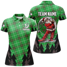 Load image into Gallery viewer, Green Argyle Pattern Santa Golfer custom Womens golf polo shirts, Christmas best team golf shirts NQS8154
