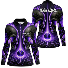 Load image into Gallery viewer, Purple Flame Custom Skull Bowling Shirts For Women, Skull Bowling Team Shirts NQS8373
