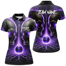 Load image into Gallery viewer, Purple Flame Custom Skull Bowling Shirts For Women, Skull Bowling Team Shirts NQS8373