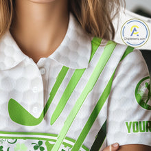 Load image into Gallery viewer, Personalized Funny Golf beer Green clover pattern golf clubs St Patrick&#39;s Day polo shirt for women NQS11144