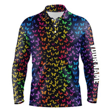 Load image into Gallery viewer, Rainbow Butterflies pattern Mens golf polos shirts custom Butterfly Mens golf clothing NQS9298