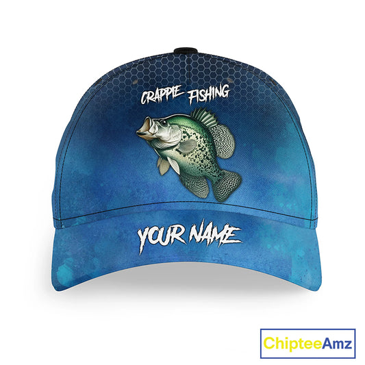 Blue camo Crappie fishing Custom Crappie fishing hat Unisex Fishing Baseball Angler fishing cap NQS11353