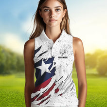Load image into Gallery viewer, Personalized Texas Flag Grunge pattern Womens Sleeveless Polo Shirt Custom Texas Golf Team Jerseys NQS9469