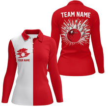 Load image into Gallery viewer, Red and white Retro Bowling shirts For Women Custom team bowling jerseys gift for Bowlers NQS7560