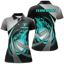 Load image into Gallery viewer, Womens golf polos shirts custom flame golf ball shirts for women, personalized golf gifts | Cyan Blue NQS7957