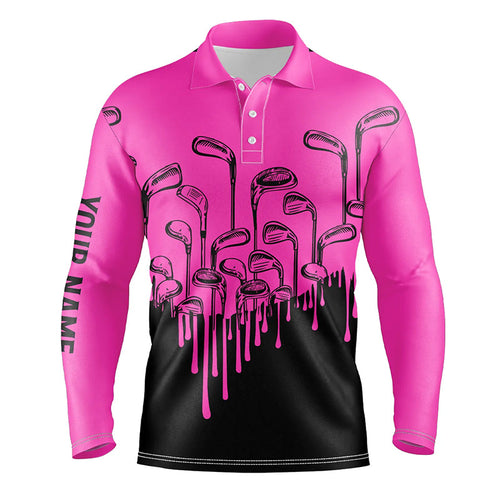 Pink and black golf clubs Mens golf polo shirts custom male golf attire for men, golf gifts for men NQS8586