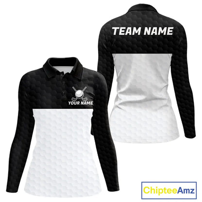 Black and White Golf Polo shirts For Women Custom golf attire for ladies, best golf gifts for women NQS11702