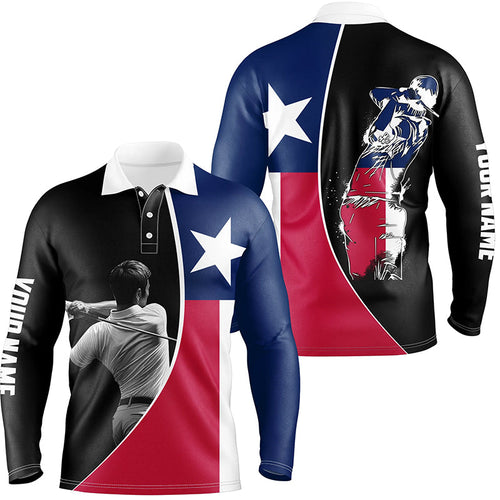 Texas Flag Mens golf polo shirts custom patriot golf tops for men, gifts for golf lovers NQS7384