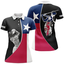 Load image into Gallery viewer, Texas Flag Womens golf polo shirts custom patriot ladies golf tops, gifts for golf lovers NQS7384