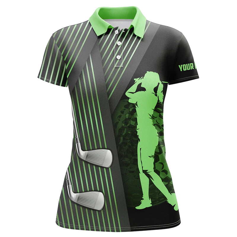 Black and Green Women golf polo shirt custom golf clubs team golf shirts, golf tops for ladies NQS7960