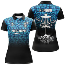 Load image into Gallery viewer, Womens golf polos shirts custom Blue diamond pattern disc golf basket jerseys, disc golf attire NQS7965