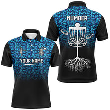Load image into Gallery viewer, Mens golf polo shirts custom Blue diamond pattern disc golf basket jerseys, disc golf attire NQS7965