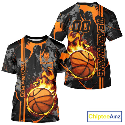 Black & Orange Camo Flame Basketball vest, t-shirt, long sleeve, hoodie custom Basketball team jersey NQS11366
