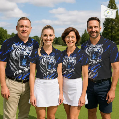 Black and Blue Lightning thunder Tiger Golf Polo shirts for men custom Tiger team golf shirts NQS11574
