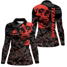 Load image into Gallery viewer, Black Skull camo bowling shirt for women custom bowling team jerseys, gifts for bowlers | Red NQS7716