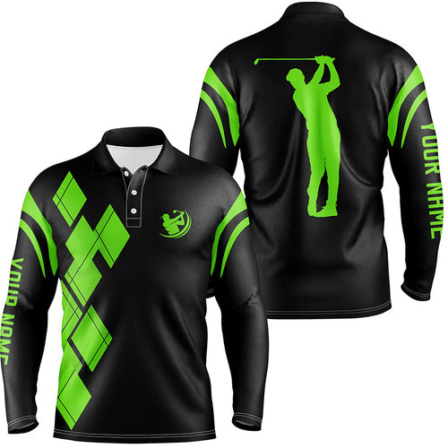 Black and green argyle pattern Mens golf polo shirts custom team golf shirt for men NQS7402