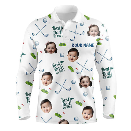 Personalized Best Dad By Par Polo Shirt, Custom Kids Face Photo Polo Shirt For Dad, Father's Day Gift NQS8617