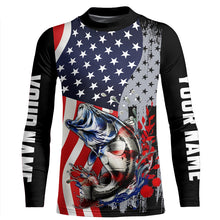Load image into Gallery viewer, American Flag Bass Fishing Custom patriotic performance Fishing Shirts Bass fishing jerseys NQS9111