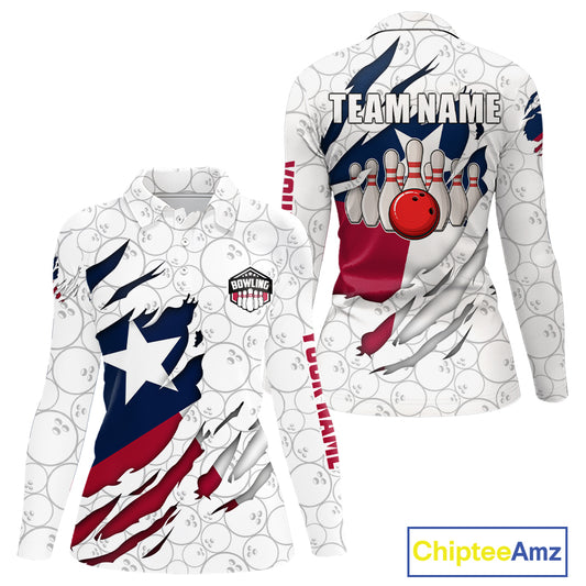 Personalized Texas Flag Camo Bowling Shirts For Women Custom patriotic Texas Bowling Team Jerseys NQS11173