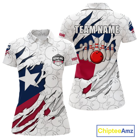 Personalized Texas Flag Camo Bowling Shirts For Women Custom patriotic Texas Bowling Team Jerseys NQS11173