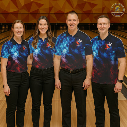 Smoke American Flag Eagle Bowling Shirts For Women Custom patriotic Bowling Team Polo, 1/4 zip Jersey NQS11179
