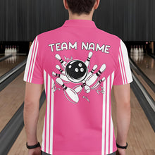 Load image into Gallery viewer, Custom Retro Pink Bowling Polo Shirts, Bowling 1/4 zip jersey For Men, Team Bowling League jerseys NQS11589