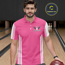 Load image into Gallery viewer, Custom Retro Pink Bowling Polo Shirts, Bowling 1/4 zip jersey For Men, Team Bowling League jerseys NQS11589