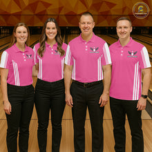 Load image into Gallery viewer, Custom Retro Pink Bowling Polo Shirts, Bowling 1/4 zip jersey For Men, Team Bowling League jerseys NQS11589