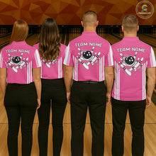 Load image into Gallery viewer, Custom Retro Pink Bowling Polo Shirts, Bowling 1/4 zip jersey For Men, Team Bowling League jerseys NQS11589