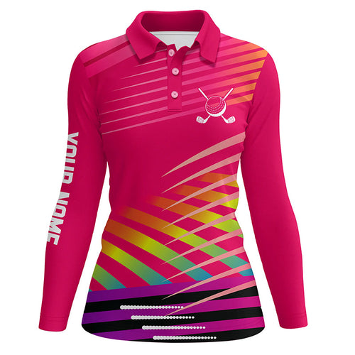 Pink Womens Golf Polo Shirts Custom Name Golf Shirts For Ladies, Personalized Golf Gifts NQS7734